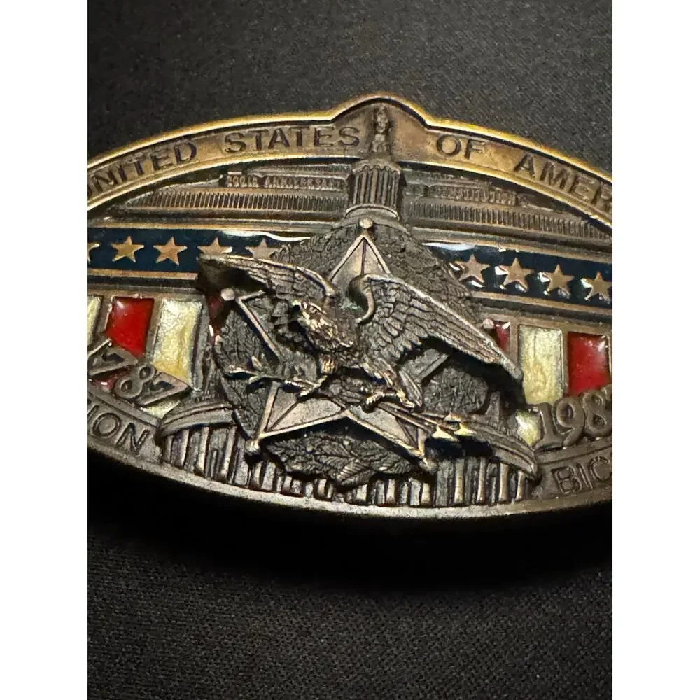 Vintage Heavy USA Bicentennial‎ Numbered Belt Buckle
